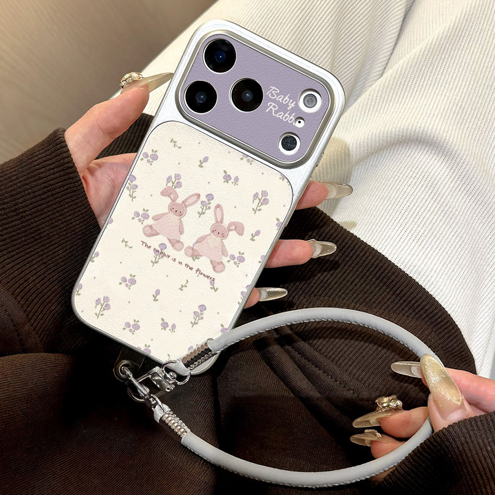 Phone Cases Cute Iphone 13 - 귀여운 토끼 디자인 PU 가죽 폰