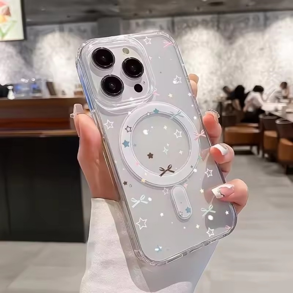 Clear Magsafe Case - 스타 보우 프린트 투명 폰 케이스