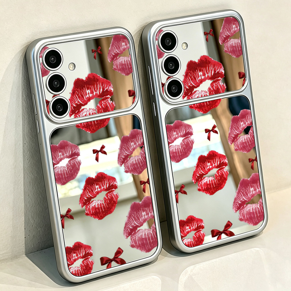 Phone Cases Samsung S25 Ultra - 사랑스러운 빨간 입술 패턴이 들어간 거울형