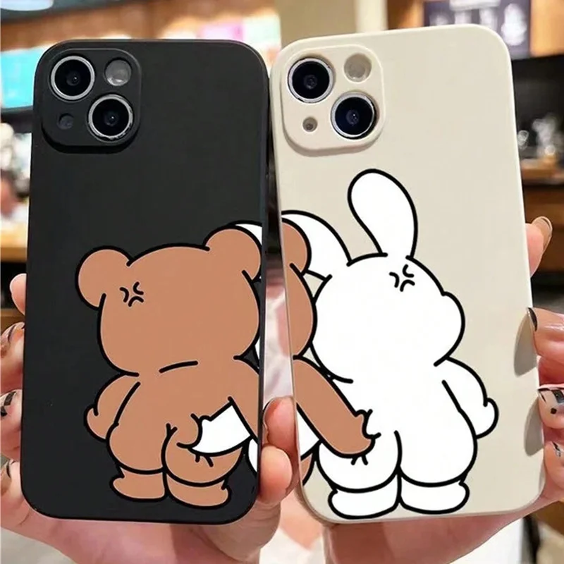 Phone Cases Quirky - 재미있는 커플 만화 토끼 곰 폰
