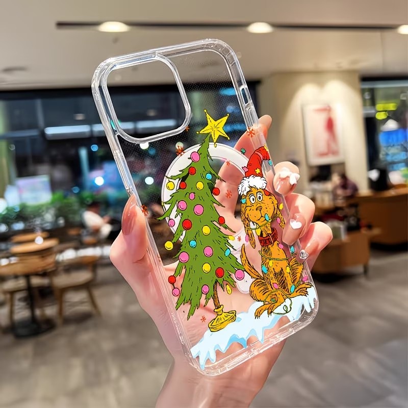 Clear Magsafe Case - 강아지 테마 크리스마스 파티 투명 폰