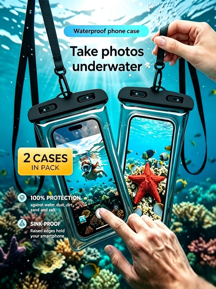 Phone Cases Beach - 2피스 방수 휴대폰 파우치, 수영 및