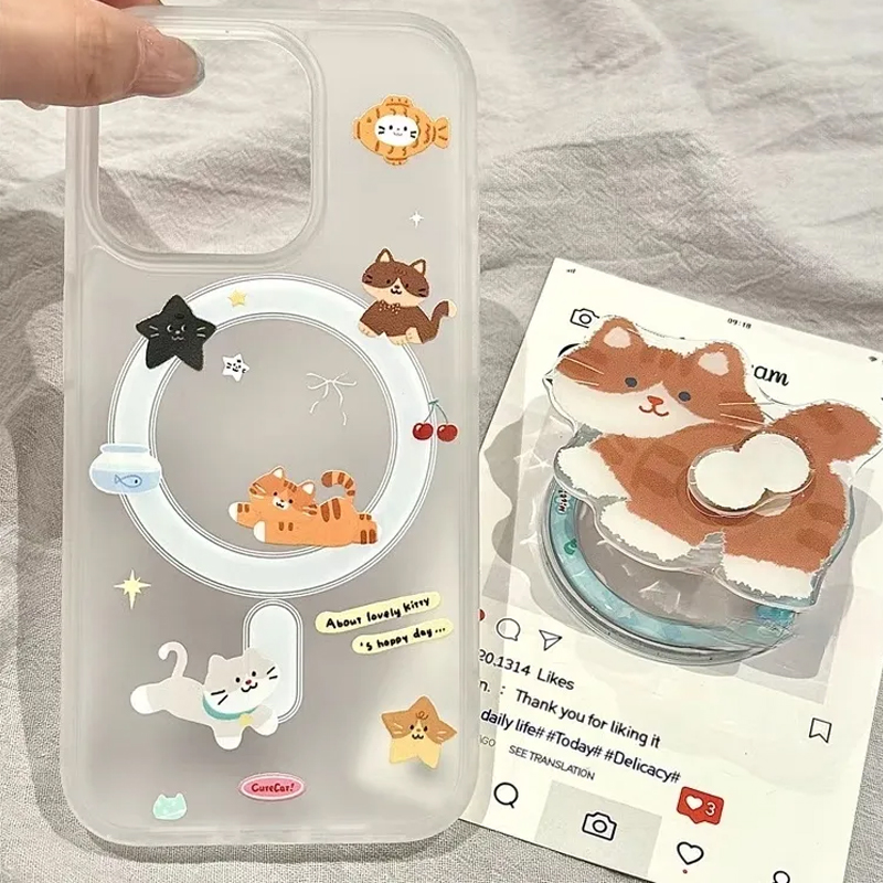 심플한 만화 재미있는 귀여운 고양이 디자인의 맥세이프  - Phone Cases Quirky 리뷰 및 가격