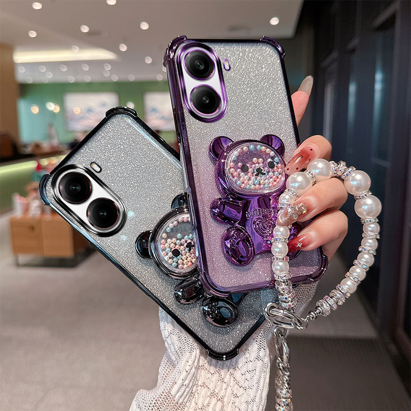 귀여운 곰 만화 홀더 진주 끈 스트랩 충격 방지 반짝이 - Phone Cases Quotes 리뷰 및 가격