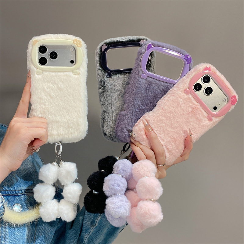고급 솔리드 컬러 퍼리 플러시 폰 케이스 (아이폰 17 - Phone Cases Iphone 17 리뷰 및 가격