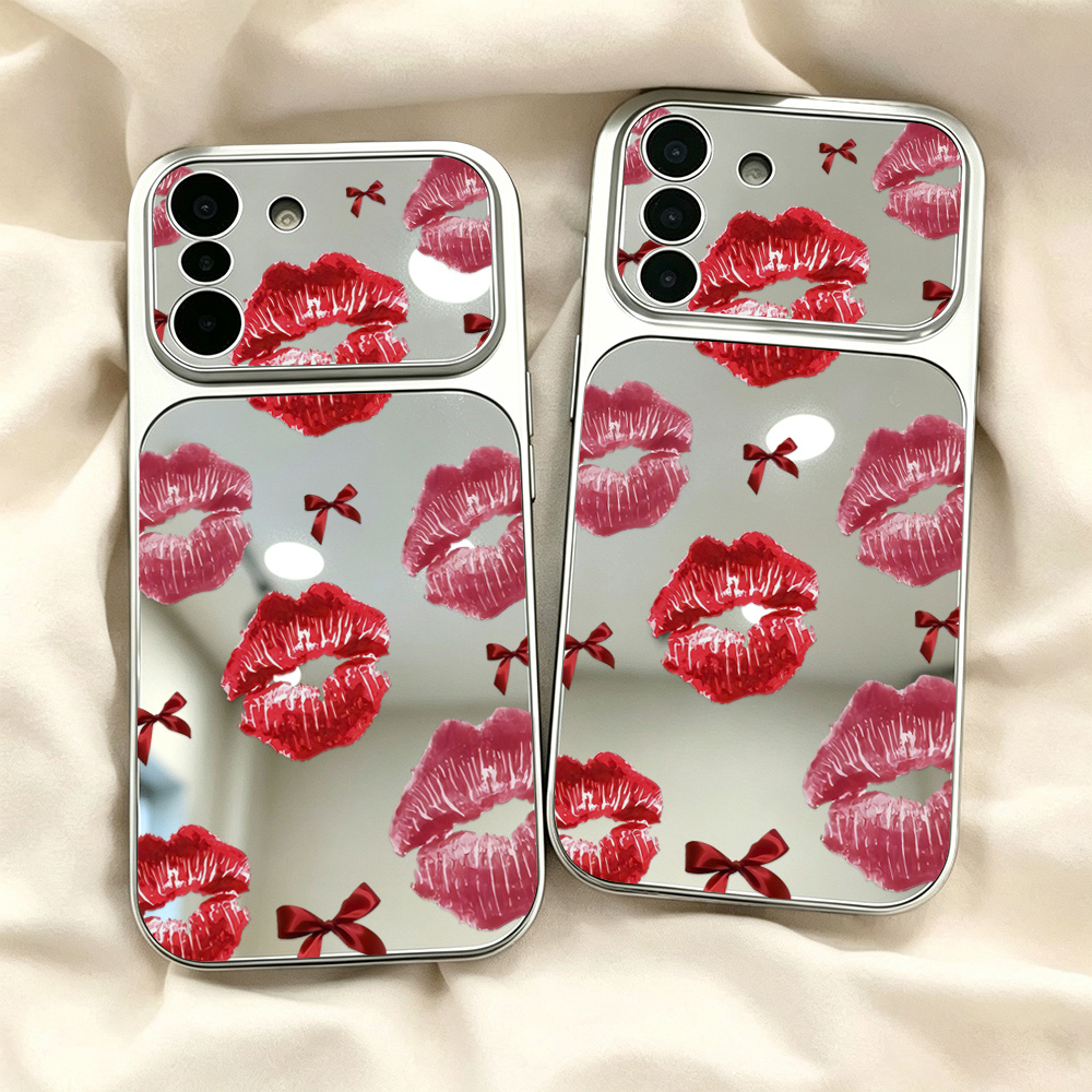 사랑스러운 빨간 입술 패턴이 들어간 거울형 휴대폰 케이 - Phone Cases Samsung S25 Ultra 리뷰 및 가격