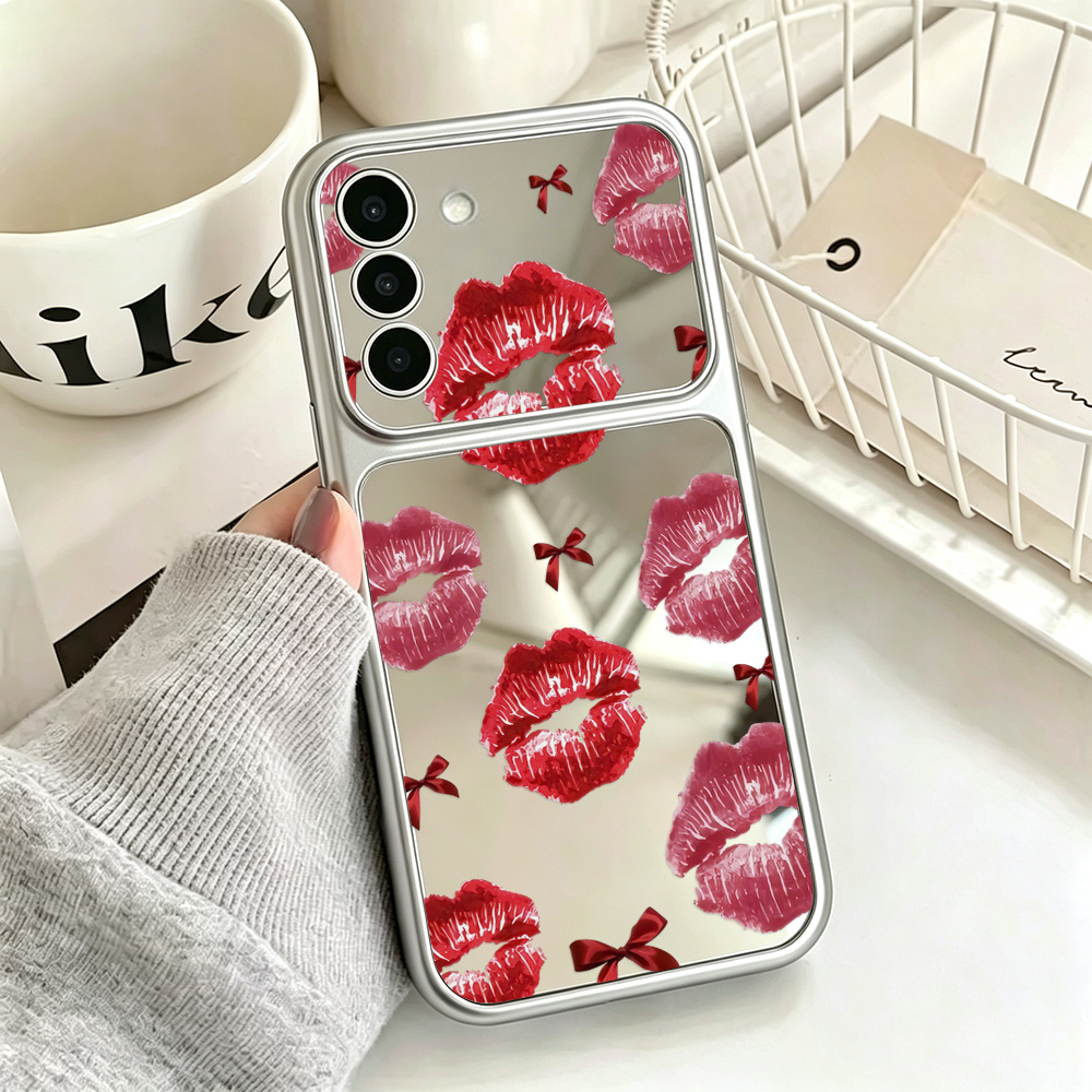 사랑스러운 빨간 입술 패턴이 들어간 거울형 휴대폰 케이 - Phone Cases Samsung S25 Ultra 리뷰 및 가격
