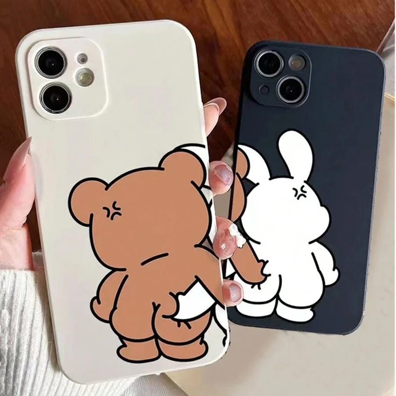 재미있는 커플 만화 토끼 곰 폰 케이스 아이폰 17 1 - Phone Cases Quirky 리뷰 및 가격