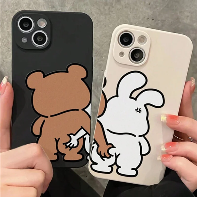재미있는 커플 만화 토끼 곰 폰 케이스 아이폰 17 1 - Phone Cases Quirky 리뷰 및 가격