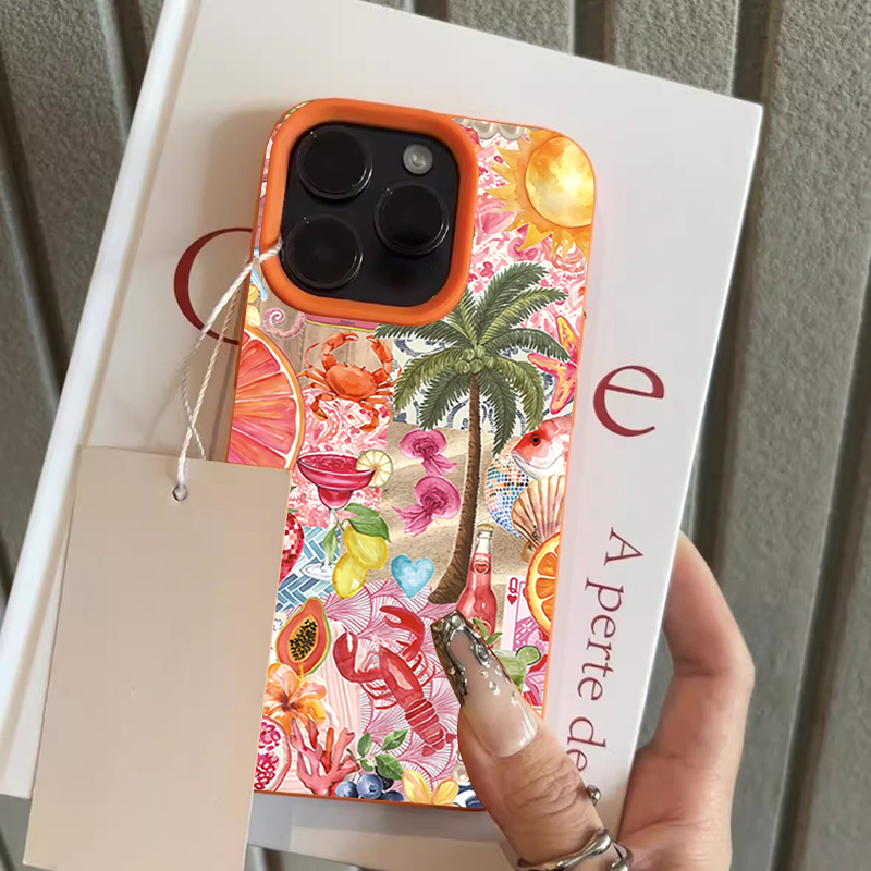 여름 해변 파티 콜라주 패턴 리치 텍스처 폰 케이스 ( - Phone Cases Beach 리뷰 및 가격